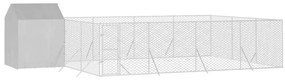 Canil de exterior com teto 10x6x2,5 m aço galvanizado prateado