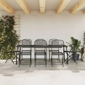 vidaXL 9 pcs conjunto de jantar para jardim rede de metal antracite