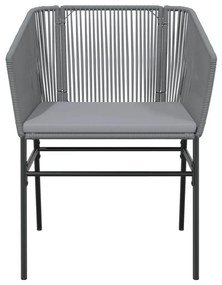 Cadeiras de jardim 2 pcs c/ almofadões vime PE cinzento