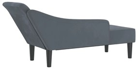 Chaise lounge com almofadões veludo cinzento-escuro