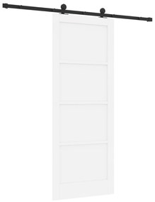 Porta Deslizante com Conjunto de Ferragens Branca 83x211 cm Madeira Só