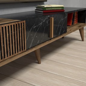 Móvel TV Milan – Nogueira e Preto – 180x40x35 cm