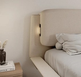 Cama de Casal Flutuante Beatrice com Colchão – 160x200 cm – Bege – LED