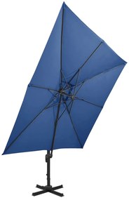 Guarda-sol jardim cantilever toldo duplo 300x300 cm azul-ciano