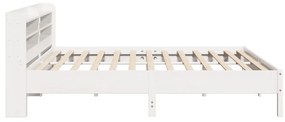 Cama sem colchão 200x200 cm madeira de pinho maciça branco