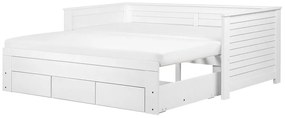 Cama dupla com arrumação em madeira branca 90/180 x 200 cm CAHORS Beliani