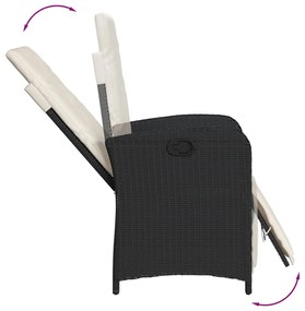 5 pcs conjunto de jantar p/ jardim c/ almofadões vime PE preto