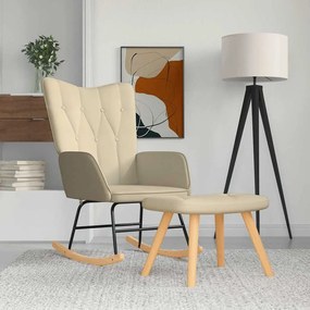 vidaXL Cadeira de baloiço com banco tecido cor creme