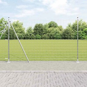 vidaXL Cerca Euro com 7 Postes Flangeados 1,4x10 m Aço Galvanizado