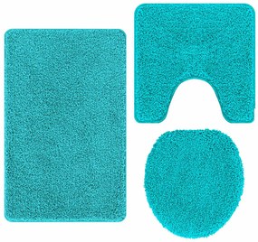 Conjunto de Tapetes de Banho 3 Peças VidaXL Turquesa Polipropileno Ant