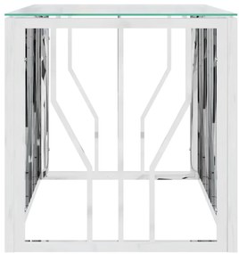 Mesa de centro 110x45x45 cm aço inoxidável e vidro
