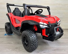 Buggy elétrico para crianças 2 lugares 1000R 4x4 24V, Rodas de borracha, Banco em pele sintética Vermelho