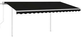 Toldo retrátil automático com postes 4x3 m antracite