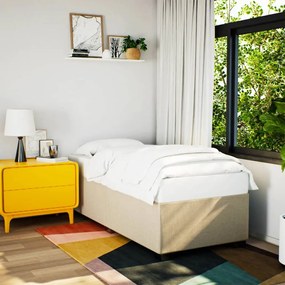 vidaXL Estrutura de cama sem colchão 90x190 cm tecido creme