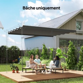 Lona para tenda retrátil de 4 x 3 m – apenas a lona: 350 x 260 cm (ESTRUTURA NÃO ESTÁ INCLUÍDA), cinzento claro