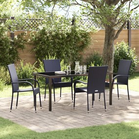 vidaXL Conjunto de Jantar de Jardim 5 Peças – Rattan Preto