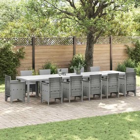 vidaXL Mesa de Jardim Cinzento-claro 400 x 100 x 73 cm vime PE