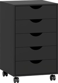 HOMCOM Bloco de Gavetas com Rodas Bloco de Gavetas para Escritório com 5 Gavetas 40x40x67 cm Preto | Aosom Portugal