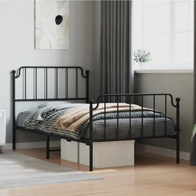 373899 vidaXL Estrutura de cama com cabeceira e pés 100x190 cm metal preto