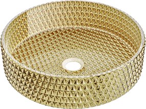 Mexen Aura lavatório de vidro de bancada 39 x 39 cm, dourado - 24013952