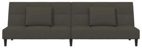 Sofá-cama 2 lugares com duas almofadas veludo cinzento-escuro
