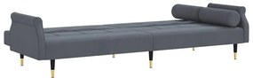 Sofá-cama com almofadões veludo cinzento-escuro