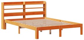 Cama sem colchão 140x190 cm pinho maciço castanho-mel