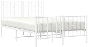 Estrutura de cama com cabeceira e pés 120x200 cm metal branco