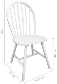 Cadeiras de jantar 4 pcs madeira de seringueira maciça branco