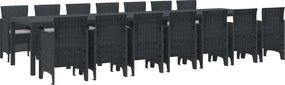 vidaXL Conjunto de Jantar para Jardim com Almofadas 15 pcs Antracite