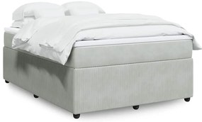 vidaXL Cama com molas/colchão 140x190 cm veludo cinzento-claro