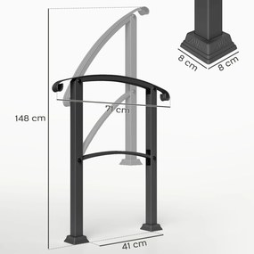 Guarda Corpo para Escada 71 cm Guarda Corpo Metálico com Kit de Instal