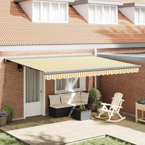 vidaXL Toldo Retrátil Laranja e Branco 450 × 300 cm Tecido e Metal