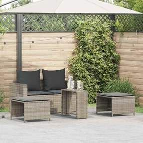 vidaXL 5 pcs conjunto sofás de jardim c/ almofadões empilhável vime PE