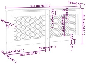 Cobertura de radiador 172x19x81,5 cm MDF antracite