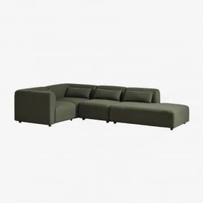 Sofá Modular De Canto Em L De 4 Peças Com Chaise Longue Direita Fogler Tecido Pele De Borrego Verde Sálvia - Sklum