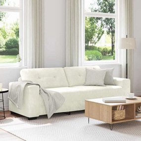 Sofá de 3 Lugares vidaXL Creme 180 cm Veludo
