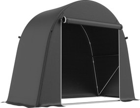 Abrigo de jardim em forma de tenda em Lona  245 x 120 x 200 cm, impermeável, para guardar objetos, com porta enrolável e fecho de correr, cinzento esc
