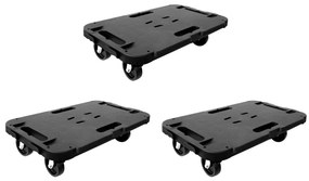 vidaXL Carrinhos de transporte 3 pcs 300 kg polipropileno preto