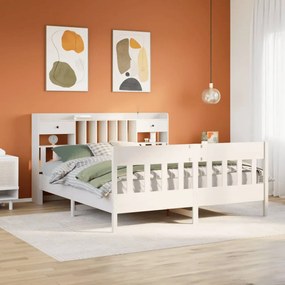 vidaXL Cama sem colchão 200x200 cm madeira de pinho maciça branco