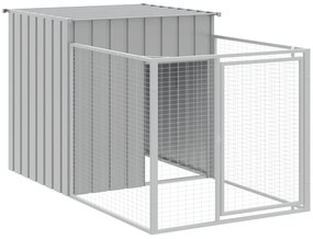 Casota p/cães c/parque 110x1017x110cm aço galvaniz. cinza-claro
