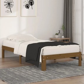 vidaXL Estrutura de cama solteiro 90x190cm madeira maciça castanho mel