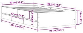 Estrutura cama c/ gavetas 90x190 cm derivados de madeira preto