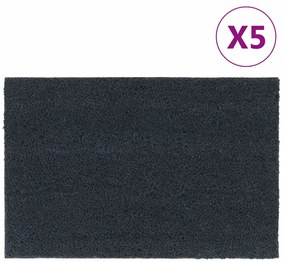 vidaXL Tapetes porta 5 pcs 40x60 cm fibra coco tufada cinzento escuro