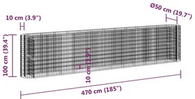 Canteiro elevado/cesto gabião 470x50x100 cm ferro galvanizado