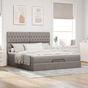 moldura de cama otomana vidaXL com tecido Taupe 180x200cm