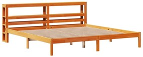 Estrutura cama c/ cabeceira 180x200cm pinho maciço castanho-mel