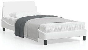 373139 vidaXL Estrutura cama c/ cabeceira 100x200 cm couro artificial branco