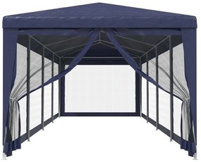 Tenda p/ festas c/ 10 paredes laterais em rede 3x12 m PEAD azul