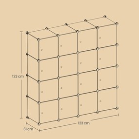 Estante infantil com 16 cubos om portas 123 x 31 x 123 cm rosa